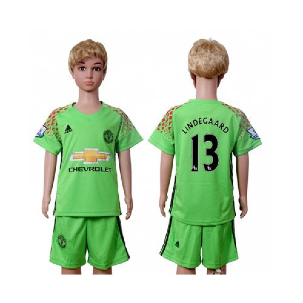 Manchester United #13 Lindegaard Green Kid Soccer Club Jersey