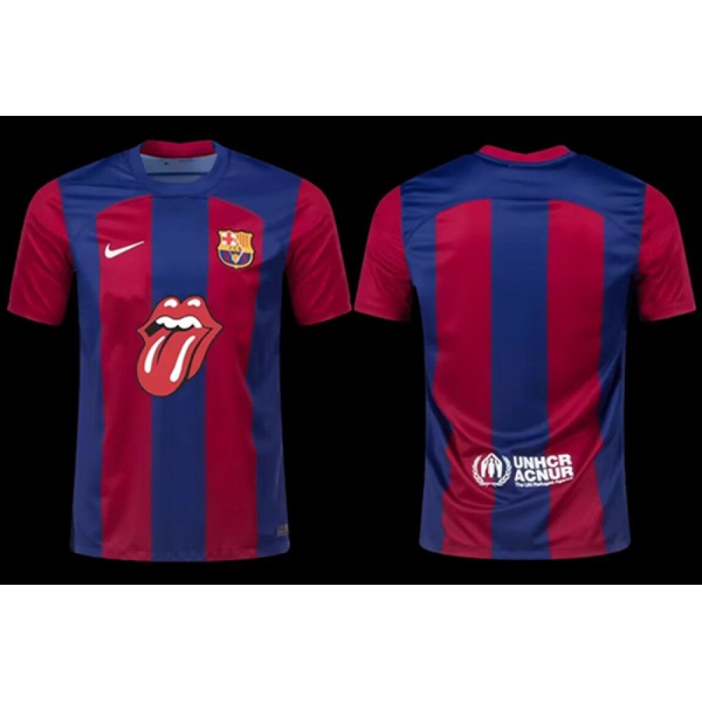 Men's Barcelona Blank 2023/24 Rolling Stones Soccer Jersey