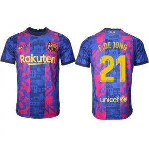 Men's Barcelona #21 Frenkie de Jong 2021/22 training suit version Soccer Jersey